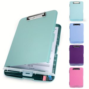 83301 A4 Clipboard with Storage High Capacity Nursing Clip Board 8.5 x 11 with Pen Holder & Low Profile Clip