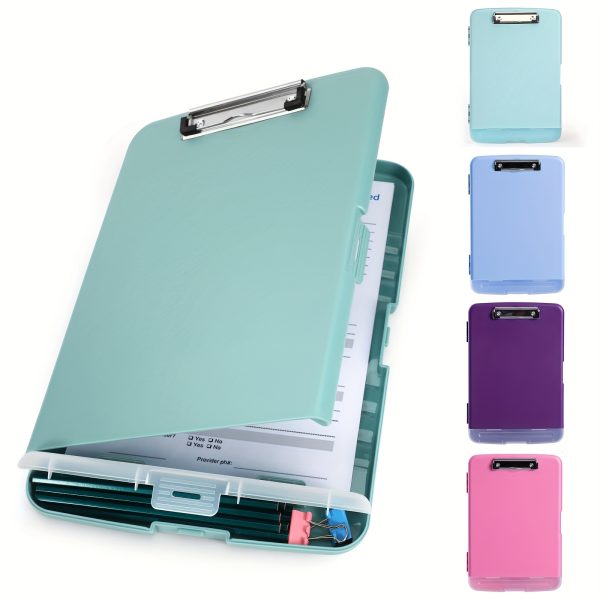 83301 A4 Clipboard with Storage High Capacity Nursing Clip Board 8.5 x 11 with Pen Holder & Low Profile Clip